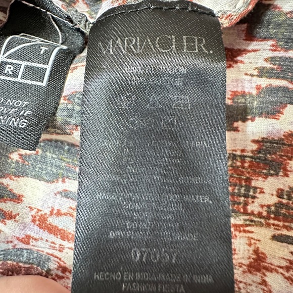 Maria Cher Junin Naibi Midi Dress Womens Size S Boho Batik Puff Sleeve Tribal - Picture 13 of 16